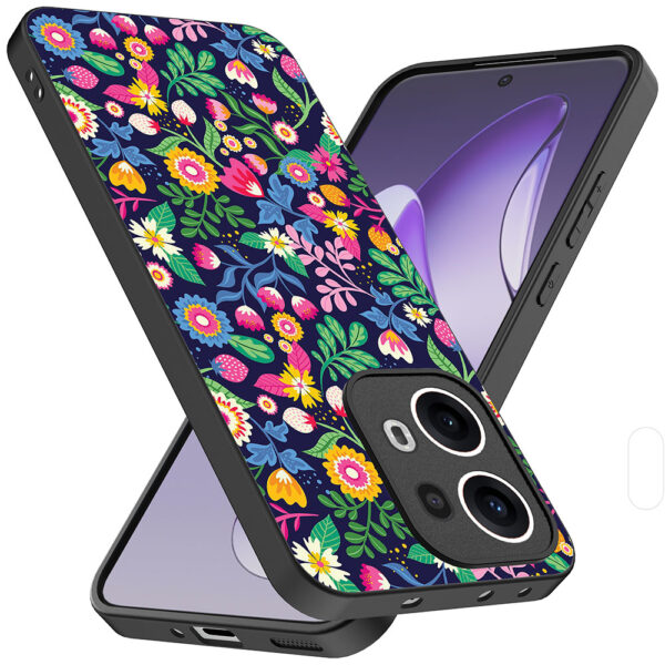 Oppo Reno 13 Pro telefoonhoesje met bloemen opdruk (2)