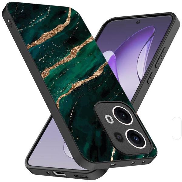 Oppo Reno 13 Pro telefoonhoesje met groen goud marmer opdruk (2)