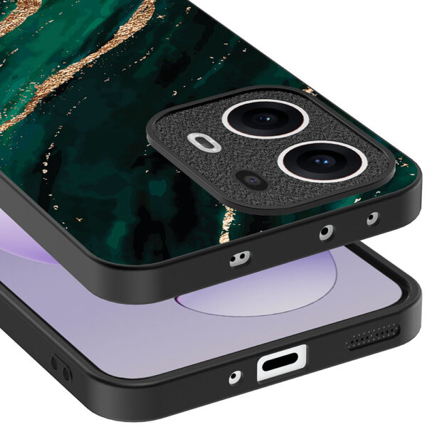 Oppo Reno 13 Pro telefoonhoesje met groen goud marmer opdruk (4)