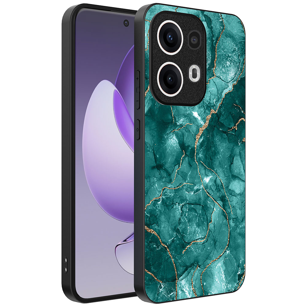 Oppo Reno 13 Pro telefoonhoesje met groen marmer opdruk (1)