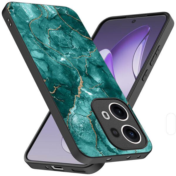 Oppo Reno 13 Pro telefoonhoesje met groen marmer opdruk (2)