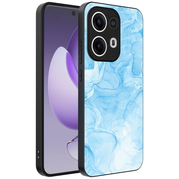 Oppo Reno 13 Pro telefoonhoesje met lichtblauw marmer opdruk (1)