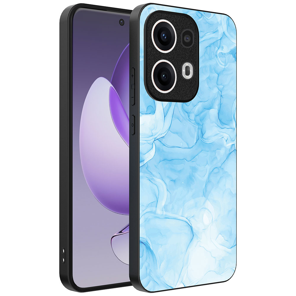 Oppo Reno 13 Pro telefoonhoesje met lichtblauw marmer opdruk (1)