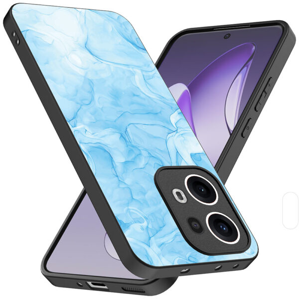 Oppo Reno 13 Pro telefoonhoesje met lichtblauw marmer opdruk (2)