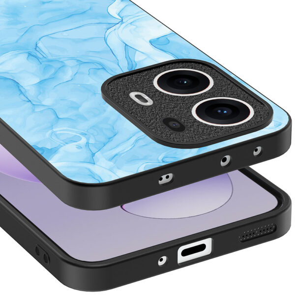 Oppo Reno 13 Pro telefoonhoesje met lichtblauw marmer opdruk (4)