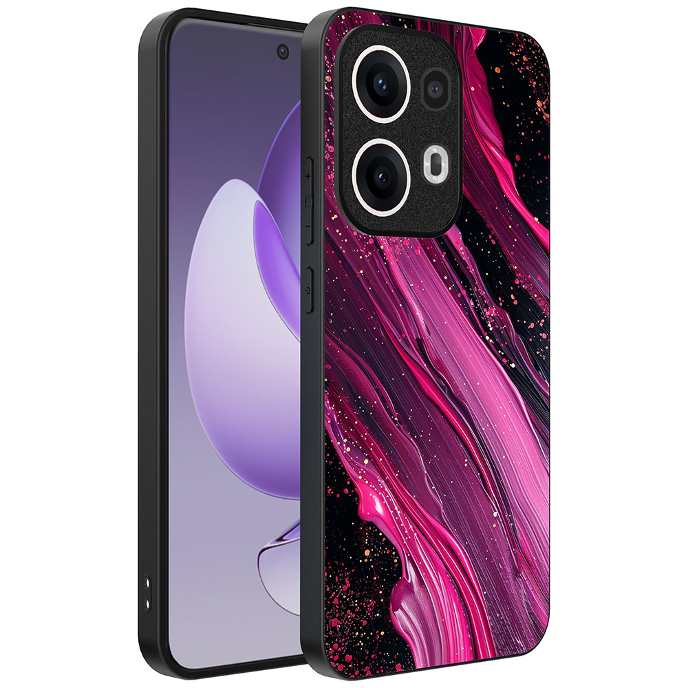 Oppo Reno 13 Pro telefoonhoesje met paars roze marmer opdruk (1)