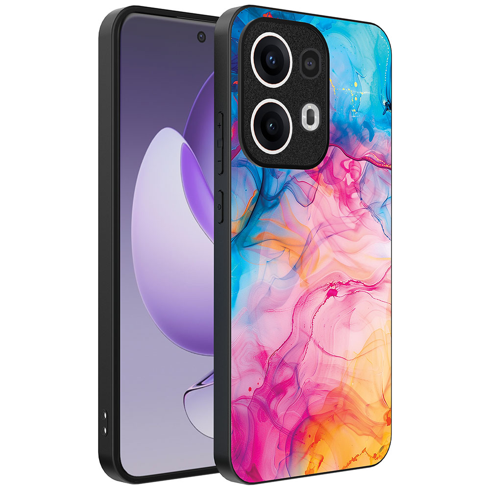 Oppo Reno 13 Pro telefoonhoesje met regenboog acryl marmer opdruk (1)