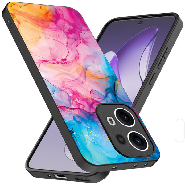 Oppo Reno 13 Pro telefoonhoesje met regenboog acryl marmer opdruk (2)
