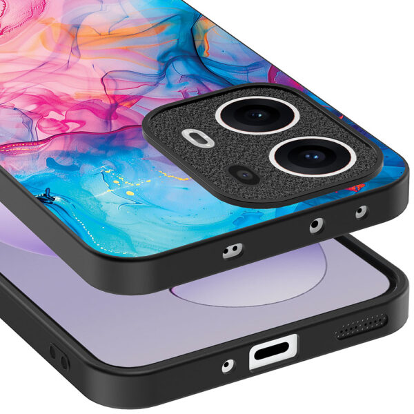 Oppo Reno 13 Pro telefoonhoesje met regenboog acryl marmer opdruk (4)