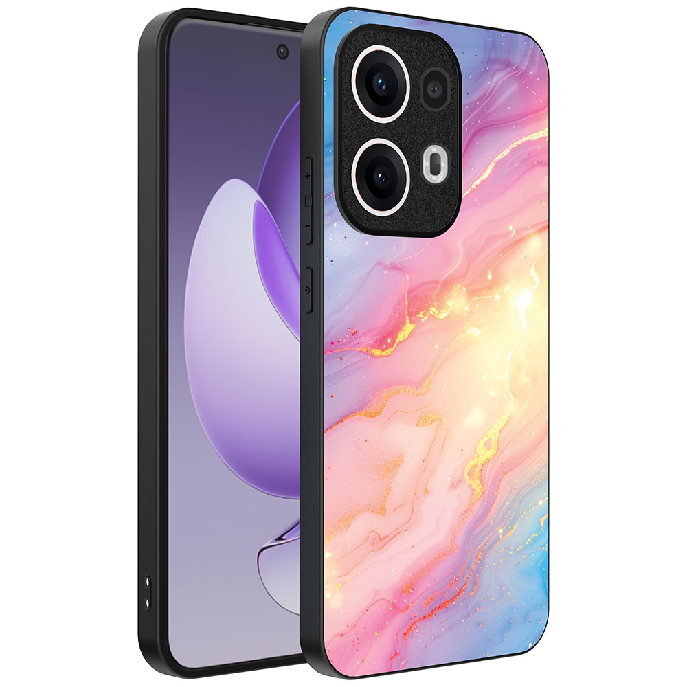 Oppo Reno 13 Pro telefoonhoesje met regenboog glitter marmer opdruk (1)
