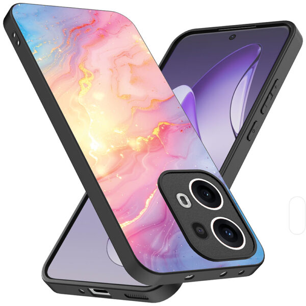 Oppo Reno 13 Pro telefoonhoesje met regenboog glitter marmer opdruk (2)