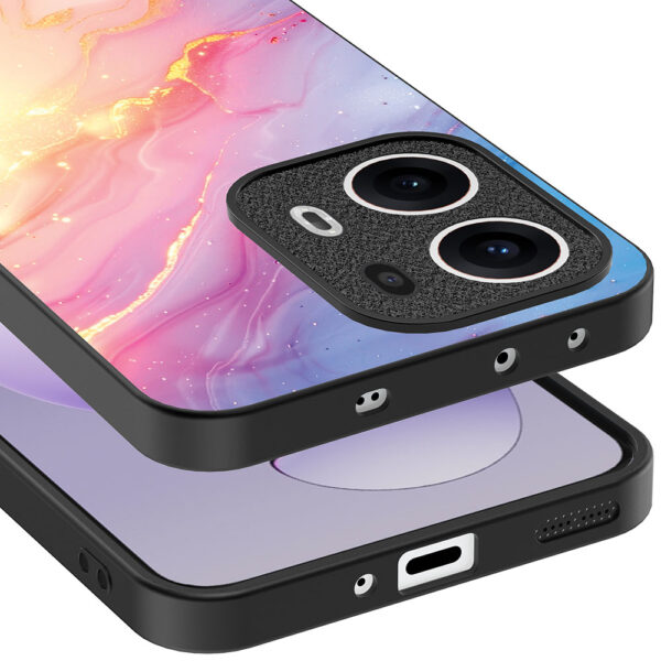 Oppo Reno 13 Pro telefoonhoesje met regenboog glitter marmer opdruk (4)