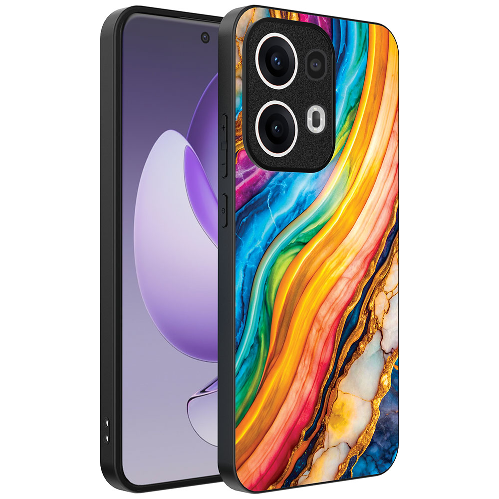 Oppo Reno 13 Pro telefoonhoesje met regenboog goud marmer opdruk (1)