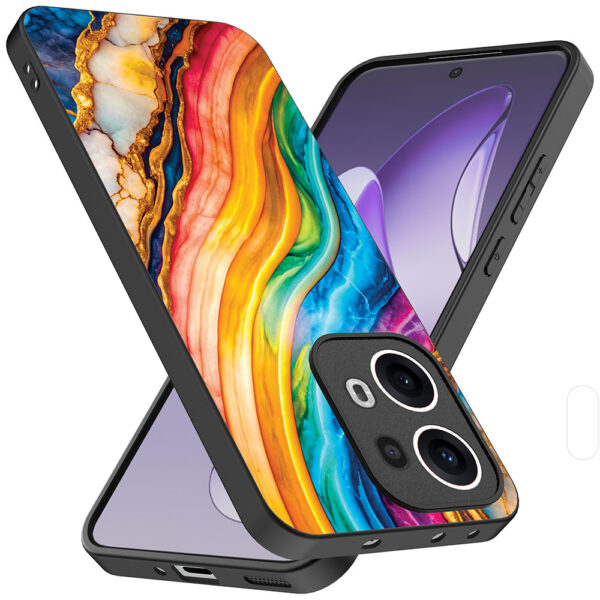 Oppo Reno 13 Pro telefoonhoesje met regenboog goud marmer opdruk (2)