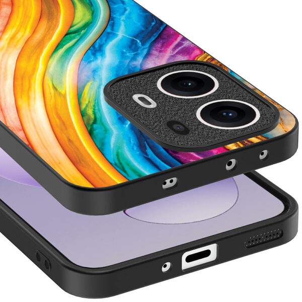 Oppo Reno 13 Pro telefoonhoesje met regenboog goud marmer opdruk (4)