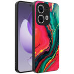 Oppo Reno 13 Pro telefoonhoesje met rood groen marmer opdruk (1)
