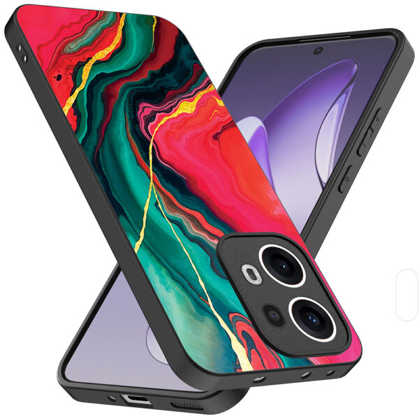 Oppo Reno 13 Pro telefoonhoesje met rood groen marmer opdruk (2)