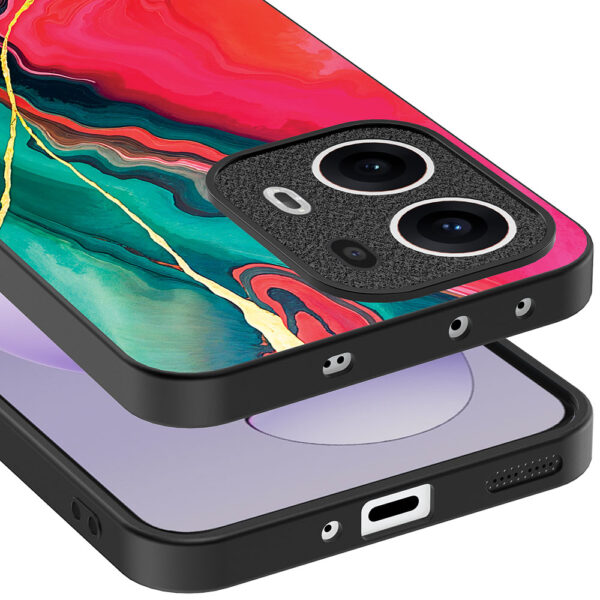 Oppo Reno 13 Pro telefoonhoesje met rood groen marmer opdruk (4)