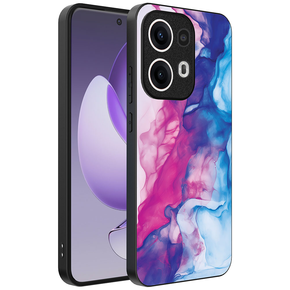 Oppo Reno 13 Pro telefoonhoesje met roze blauw marmer opdruk (1)
