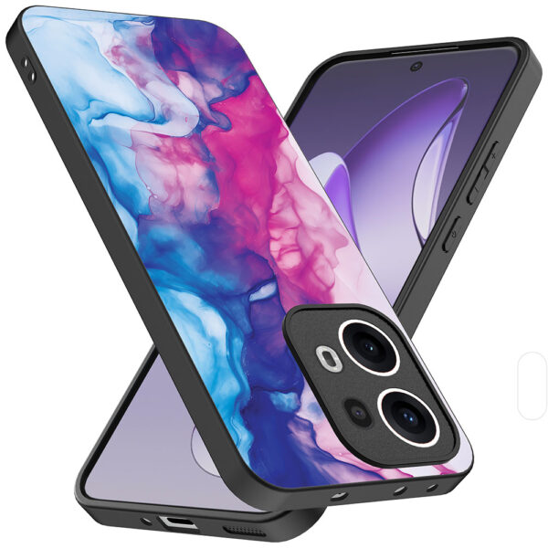 Oppo Reno 13 Pro telefoonhoesje met roze blauw marmer opdruk (2)
