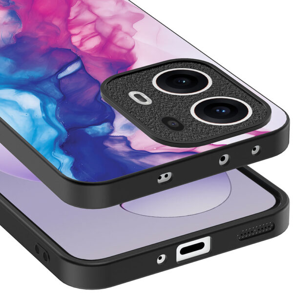 Oppo Reno 13 Pro telefoonhoesje met roze blauw marmer opdruk (4)