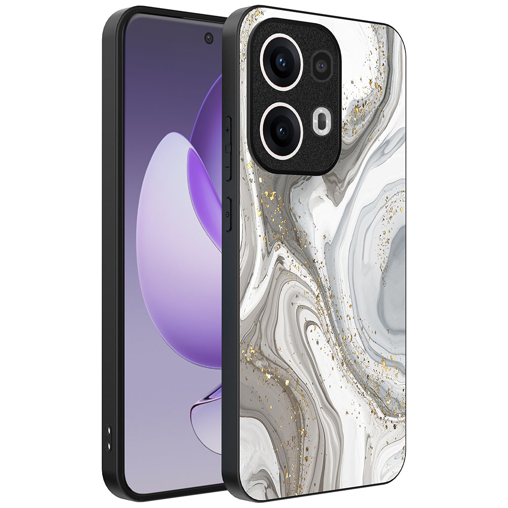 Oppo Reno 13 Pro telefoonhoesje met zilver marmer opdruk (1)