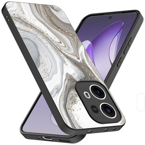 Oppo Reno 13 Pro telefoonhoesje met zilver marmer opdruk (2)