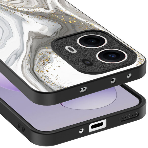 Oppo Reno 13 Pro telefoonhoesje met zilver marmer opdruk (4)