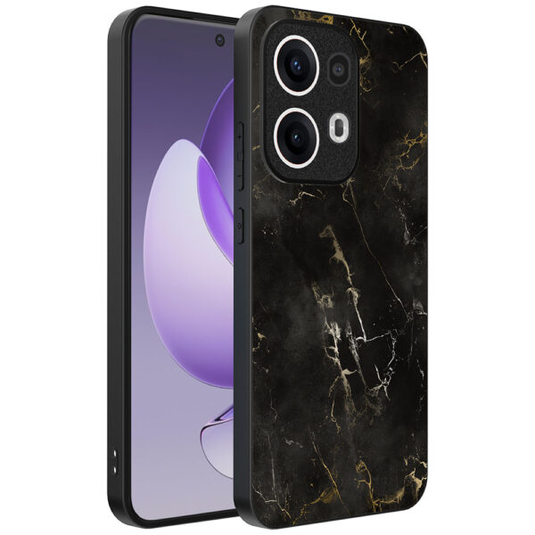 Oppo Reno 13 Pro telefoonhoesje met zwart marmer opdruk (1)