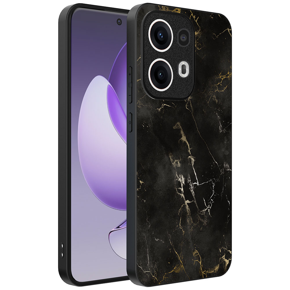 Oppo Reno 13 Pro telefoonhoesje met zwart marmer opdruk (1)