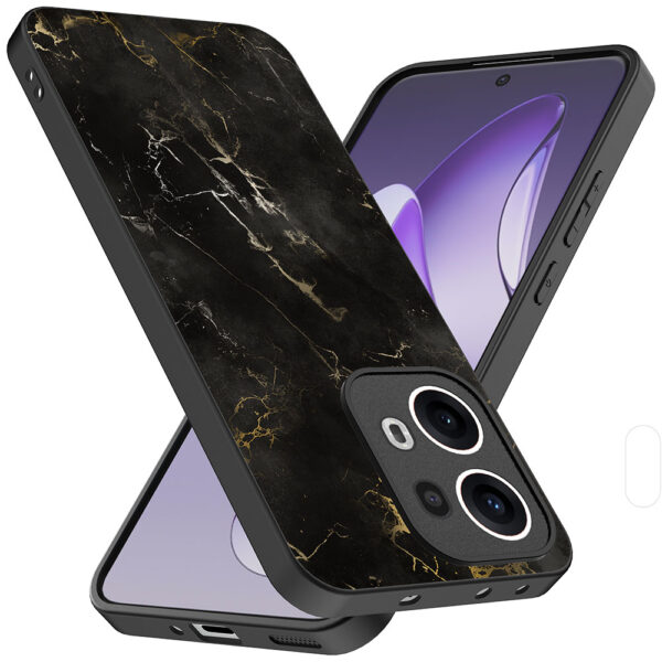 Oppo Reno 13 Pro telefoonhoesje met zwart marmer opdruk (2)