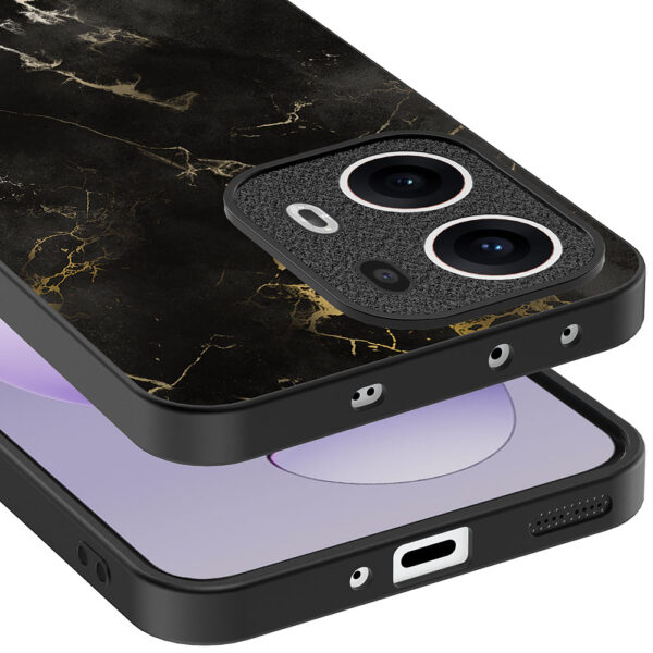 Oppo Reno 13 Pro telefoonhoesje met zwart marmer opdruk (4)