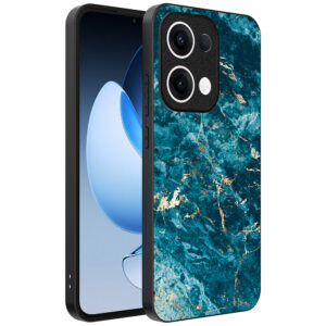 Oppo Reno 13 telefoonhoesje met blauw marmer opdruk (1)