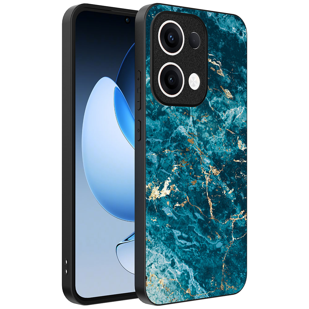 Oppo Reno 13 telefoonhoesje met blauw marmer opdruk (1)