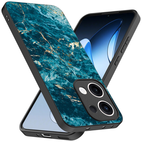 Oppo Reno 13 telefoonhoesje met blauw marmer opdruk (2)