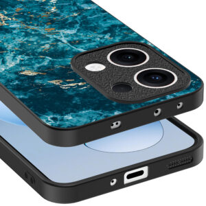 Oppo Reno 13 telefoonhoesje met blauw marmer opdruk (4)