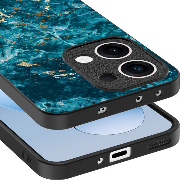 Oppo Reno 13 telefoonhoesje met blauw marmer opdruk (4)