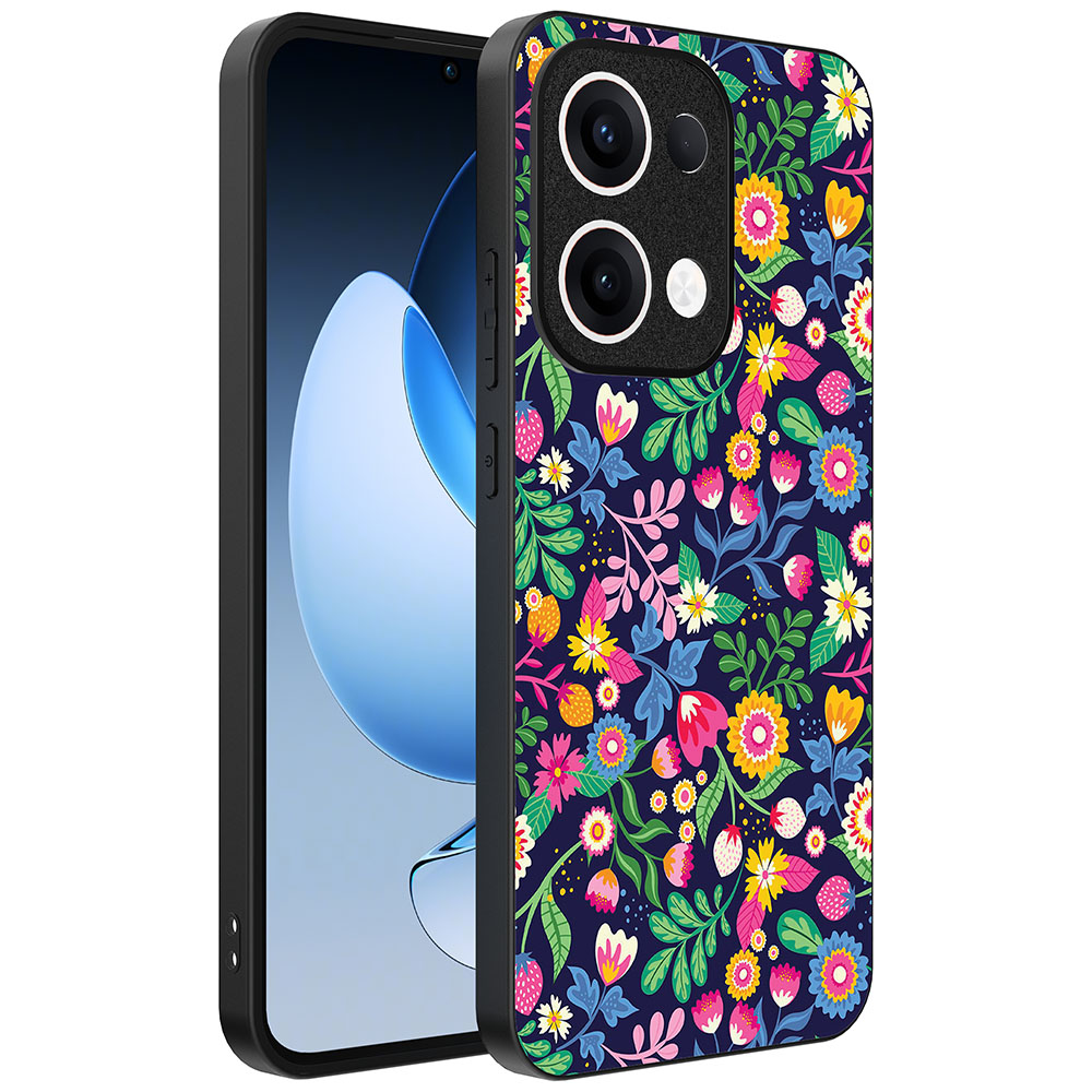 Oppo Reno 13 telefoonhoesje met bloemen opdruk (1)