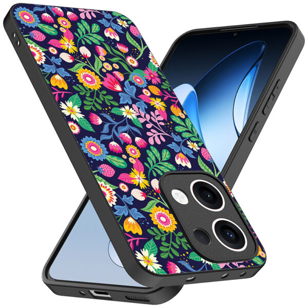 Oppo Reno 13 telefoonhoesje met bloemen opdruk (2)