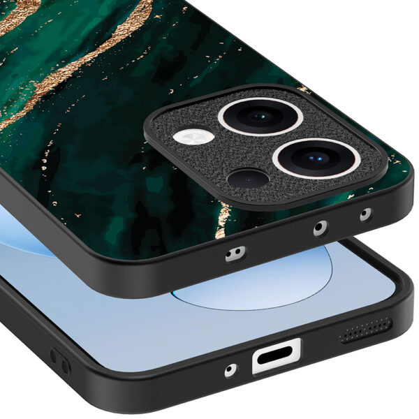 Oppo Reno 13 telefoonhoesje met groen goud marmer opdruk (4)