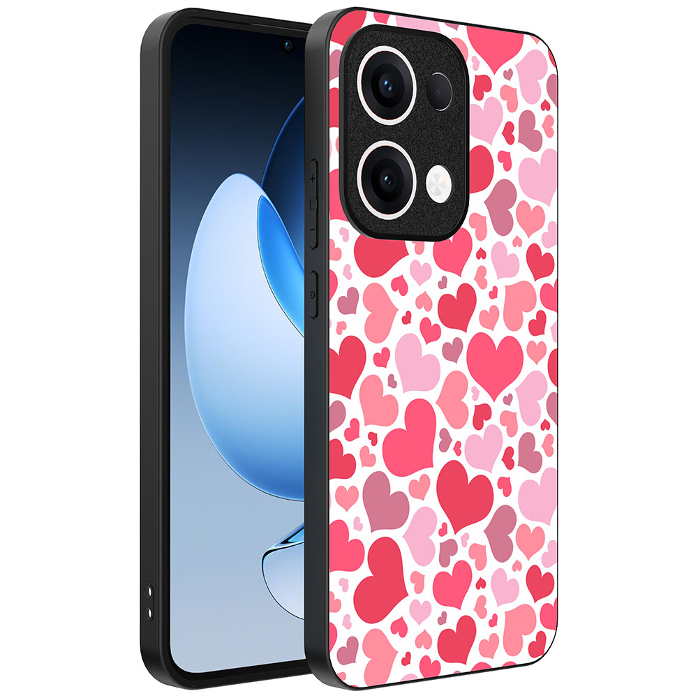 Oppo Reno 13 telefoonhoesje met hartjes opdruk transparant (1)