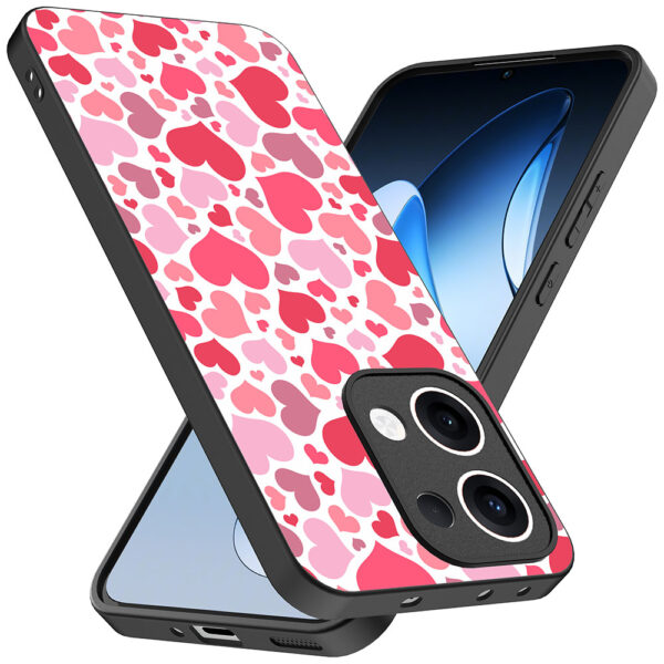 Oppo Reno 13 telefoonhoesje met hartjes opdruk transparant (2)