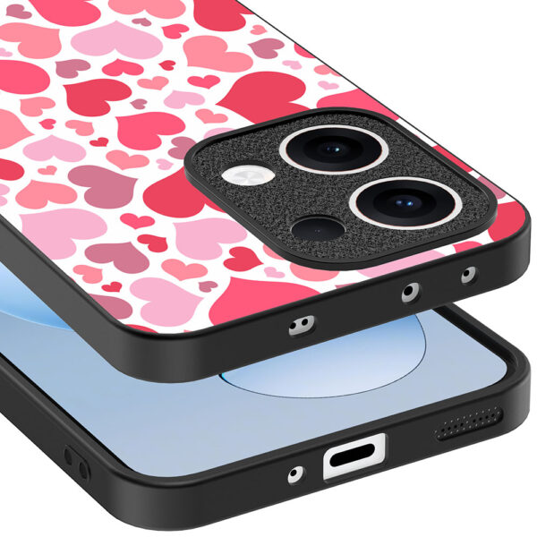 Oppo Reno 13 telefoonhoesje met hartjes opdruk transparant (4)