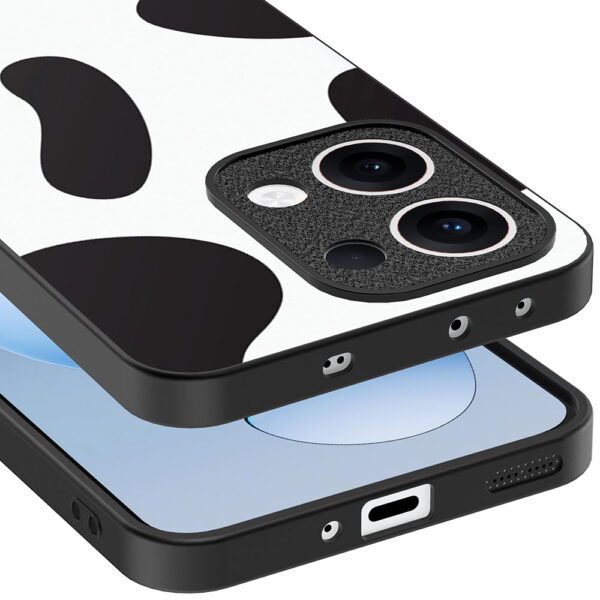 Oppo Reno 13 telefoonhoesje met koeienvlekken opdruk (4)