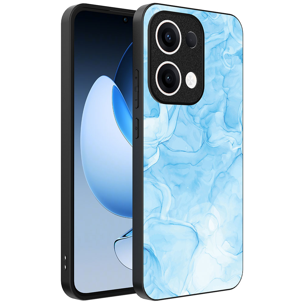 Oppo Reno 13 telefoonhoesje met lichtblauw marmer opdruk (1)