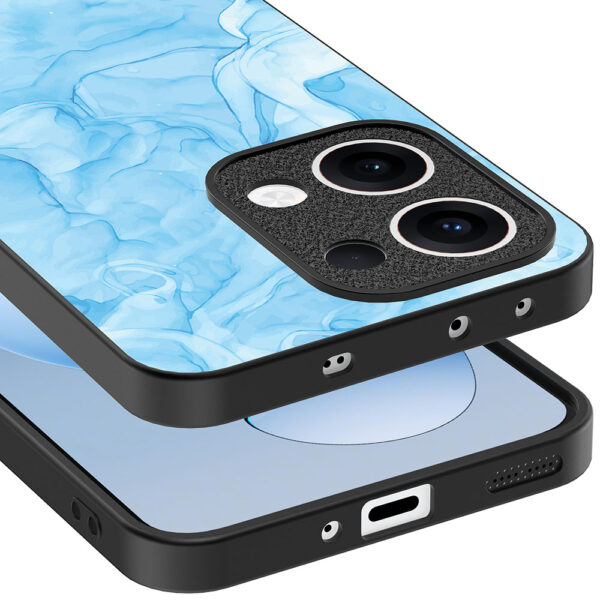 Oppo Reno 13 telefoonhoesje met lichtblauw marmer opdruk (4)
