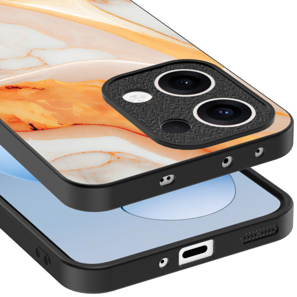 Oppo Reno 13 telefoonhoesje met oranje marmer opdruk (3)