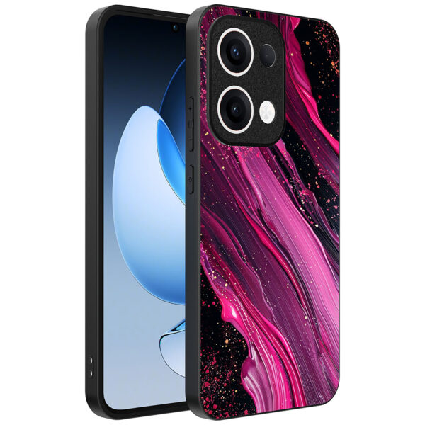 Oppo Reno 13 telefoonhoesje met paars roze marmer opdruk (1)