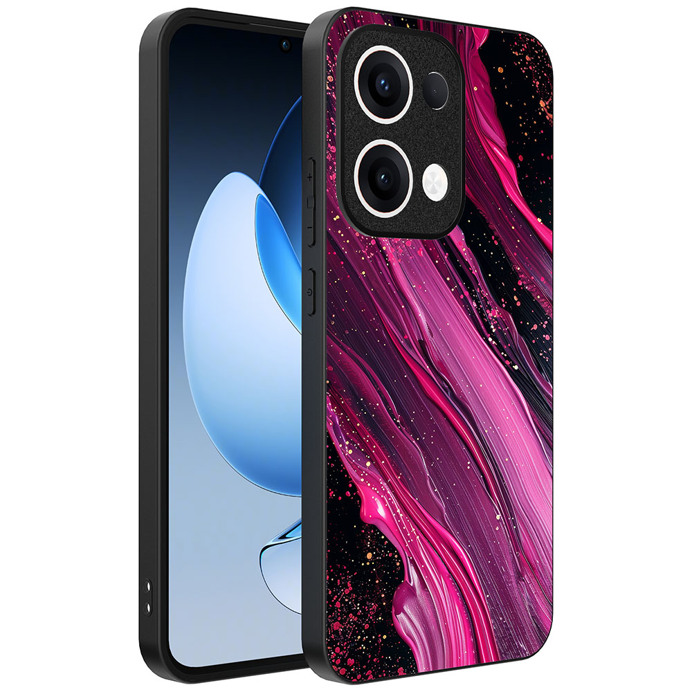 Oppo Reno 13 telefoonhoesje met paars roze marmer opdruk (1)