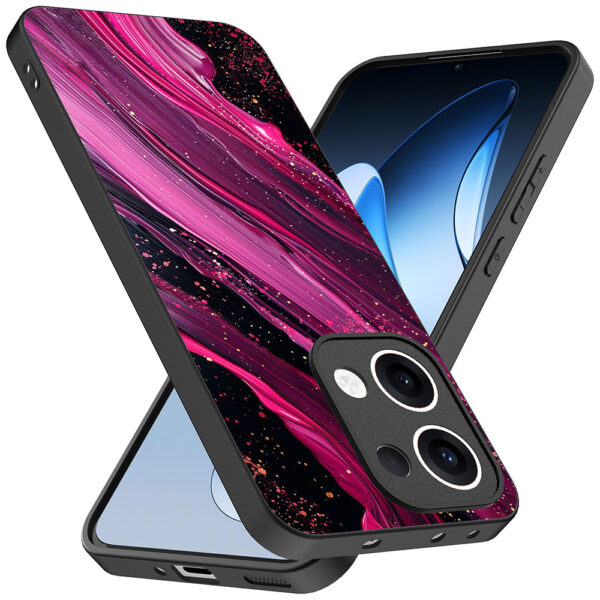 Oppo Reno 13 telefoonhoesje met paars roze marmer opdruk (2)